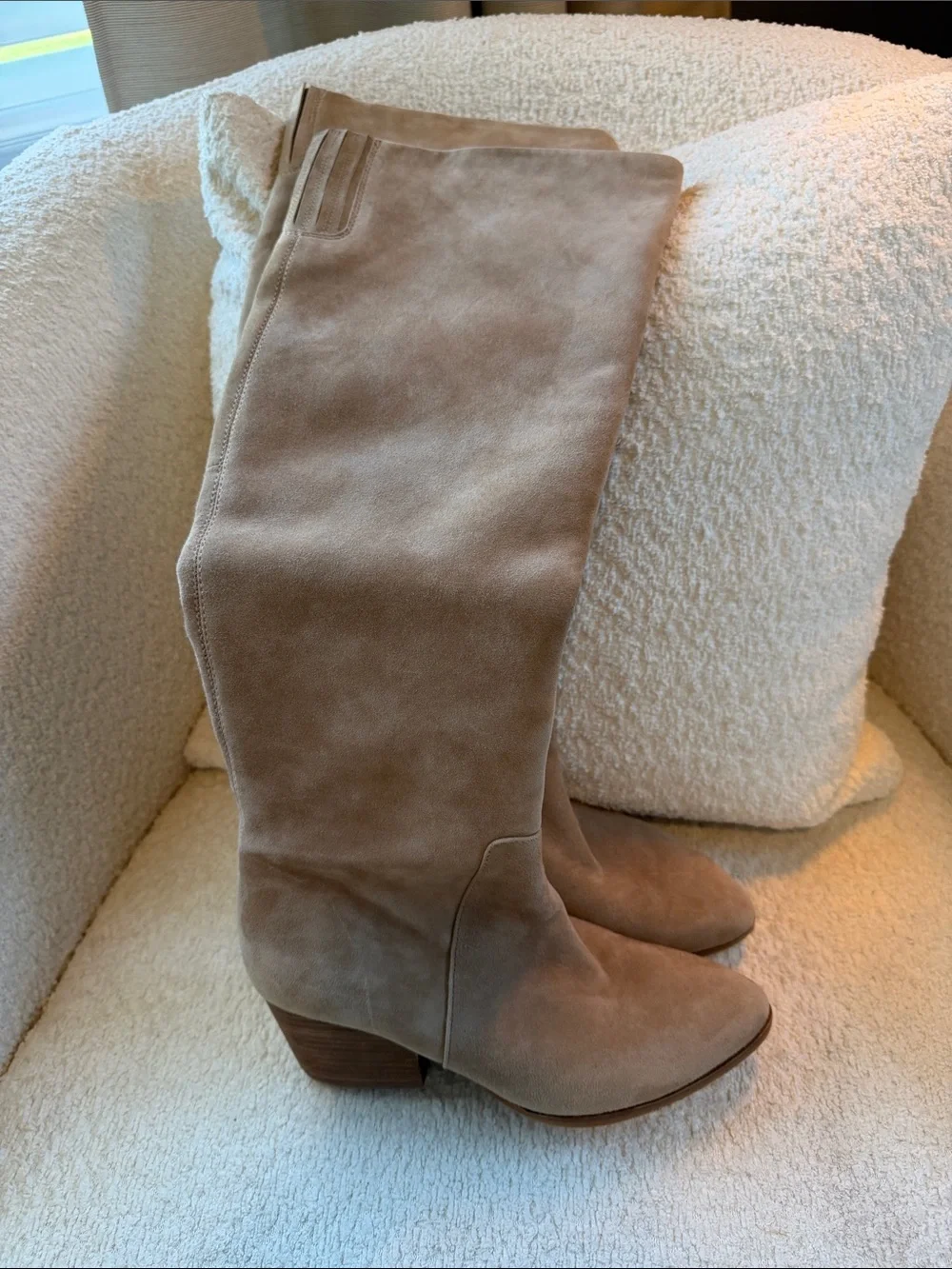 Vince Camuto Over-the-Knee Suede Boots in Taupe